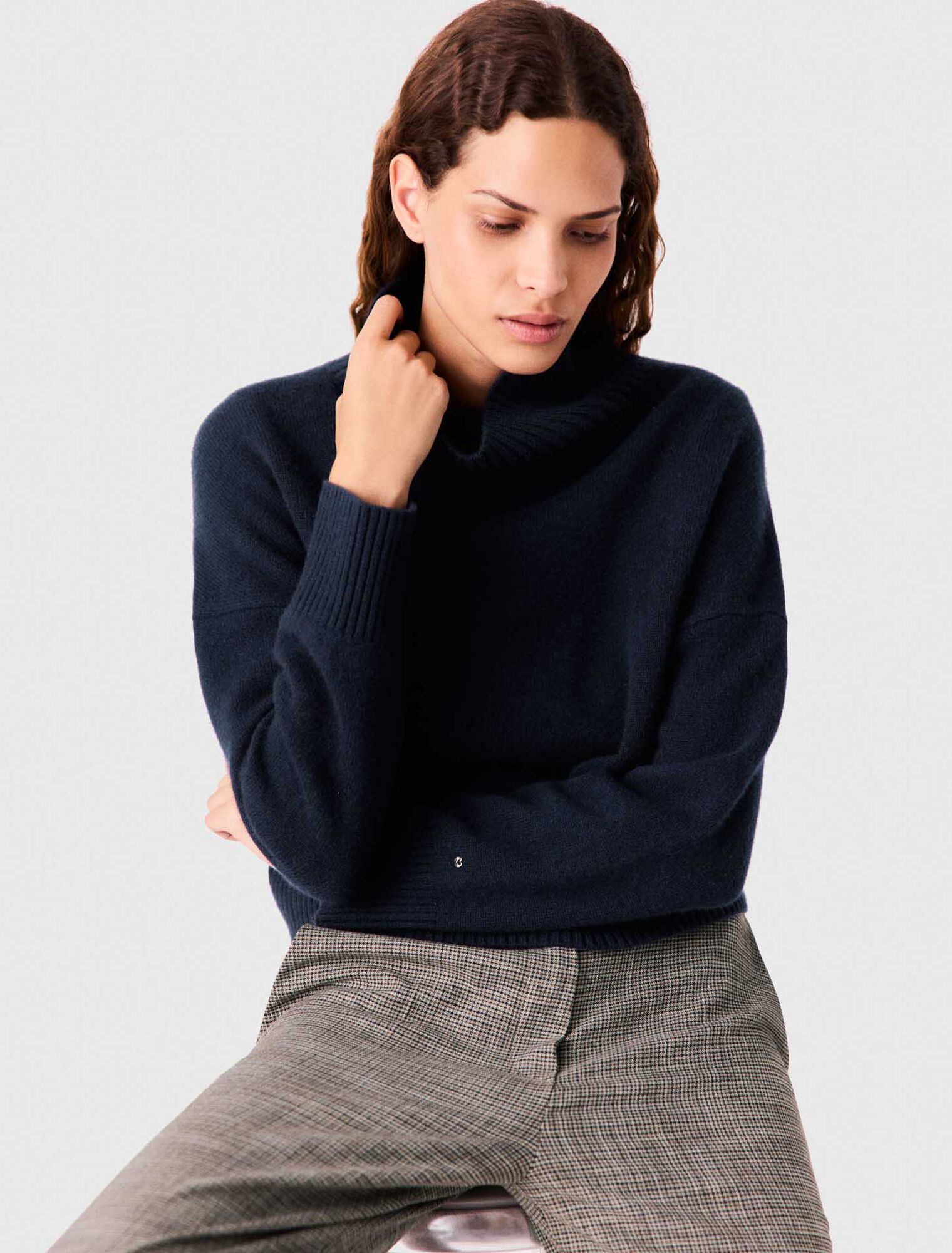 High-neck cashmere sweater