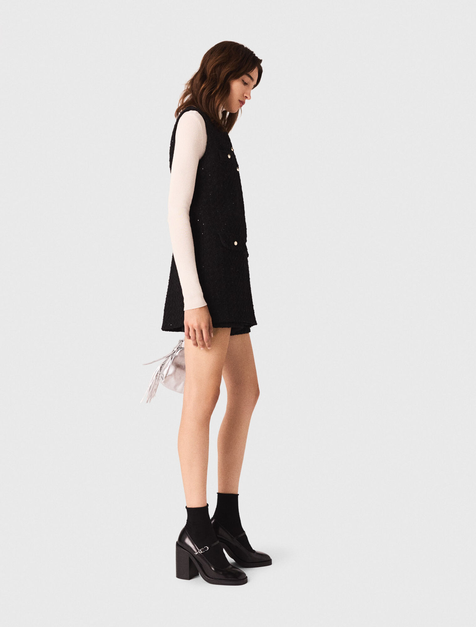 Combishort en tweed avec strass