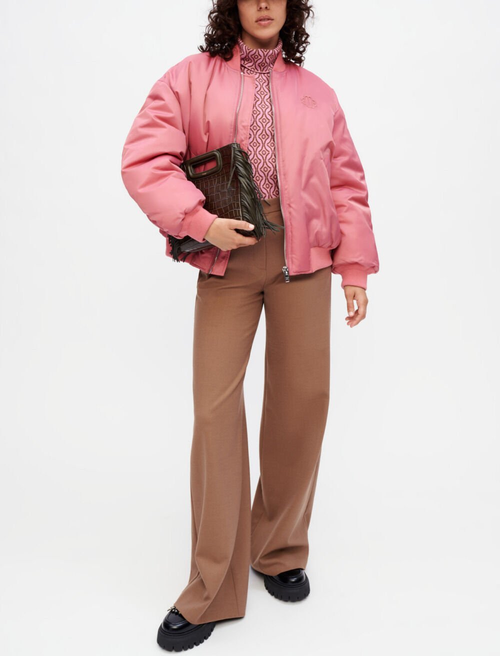 Oversized rosewood bomber jacket Pink For Women Maje