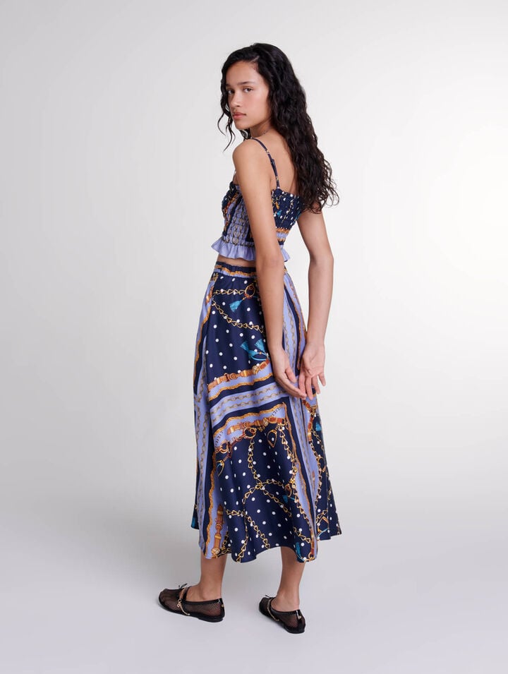 Jupe short satinée imprimée 