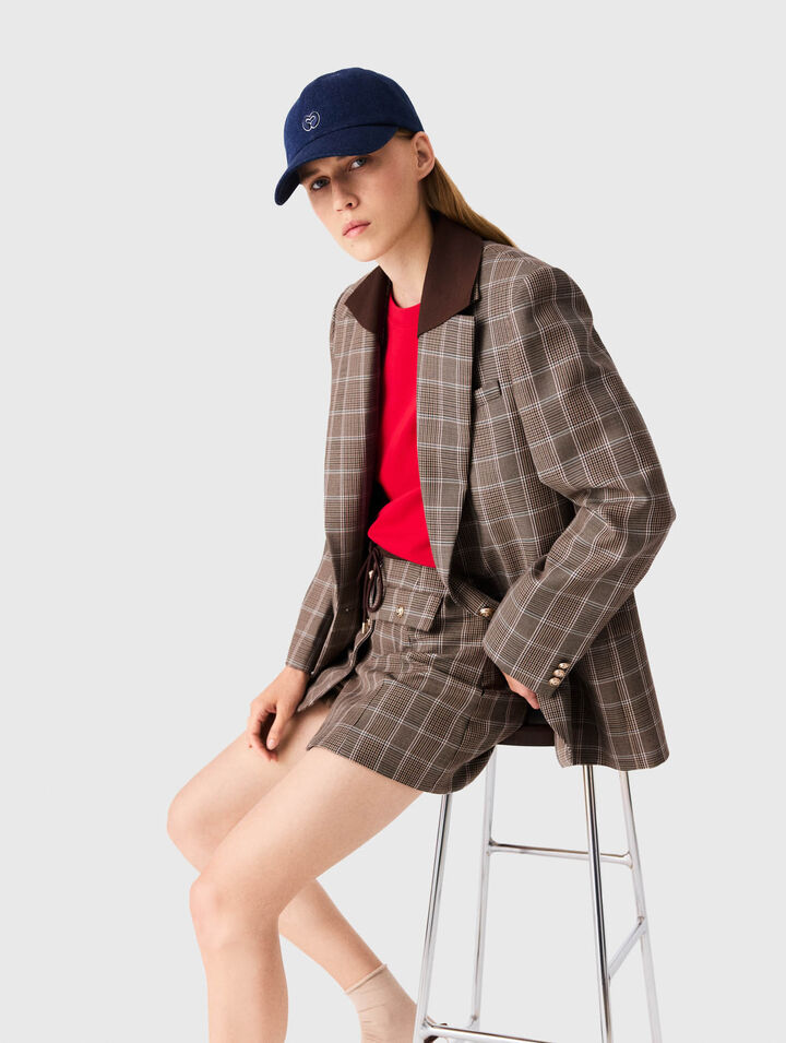 Veste &agrave; carreaux col amovible