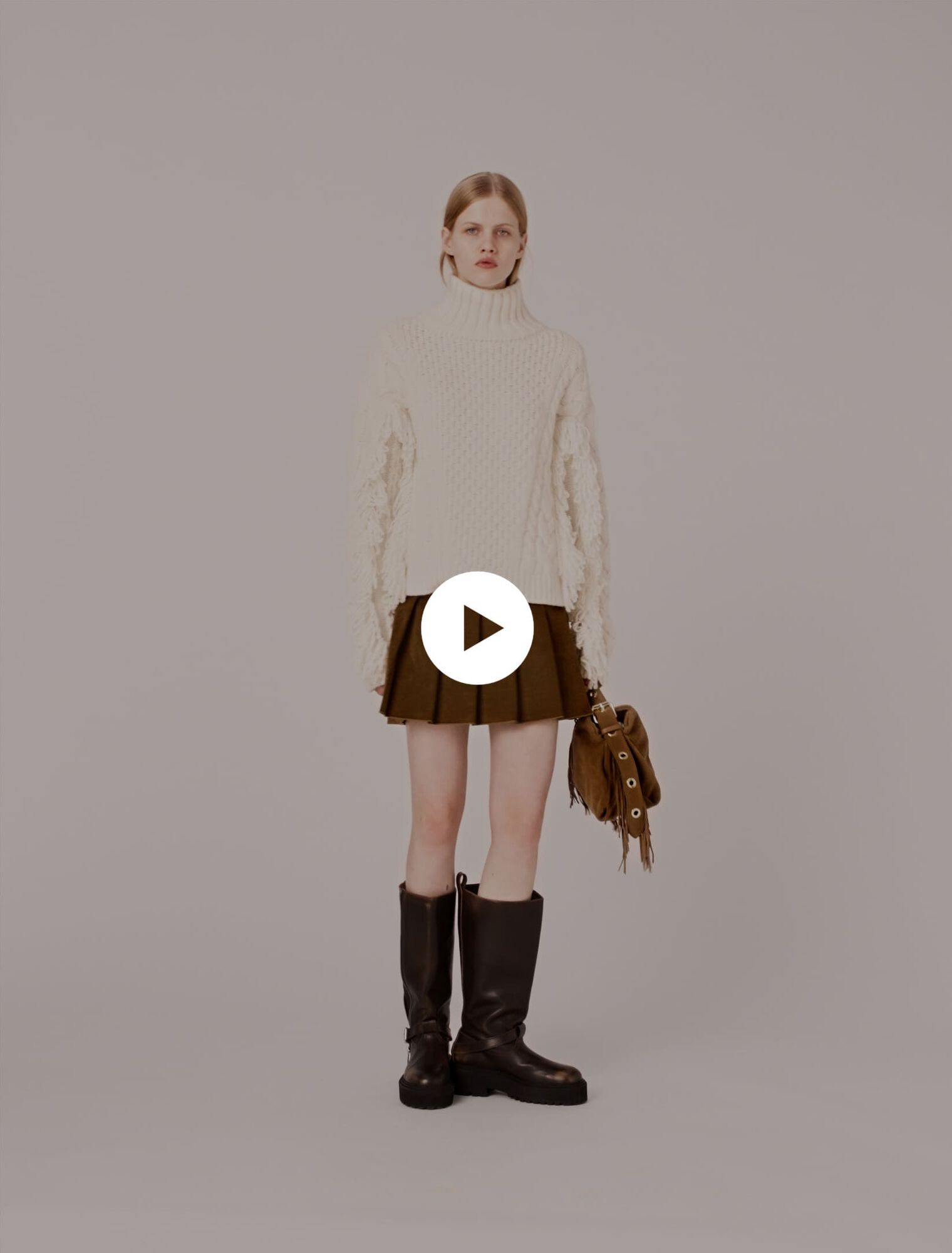 Pull en laine melangé avec franges