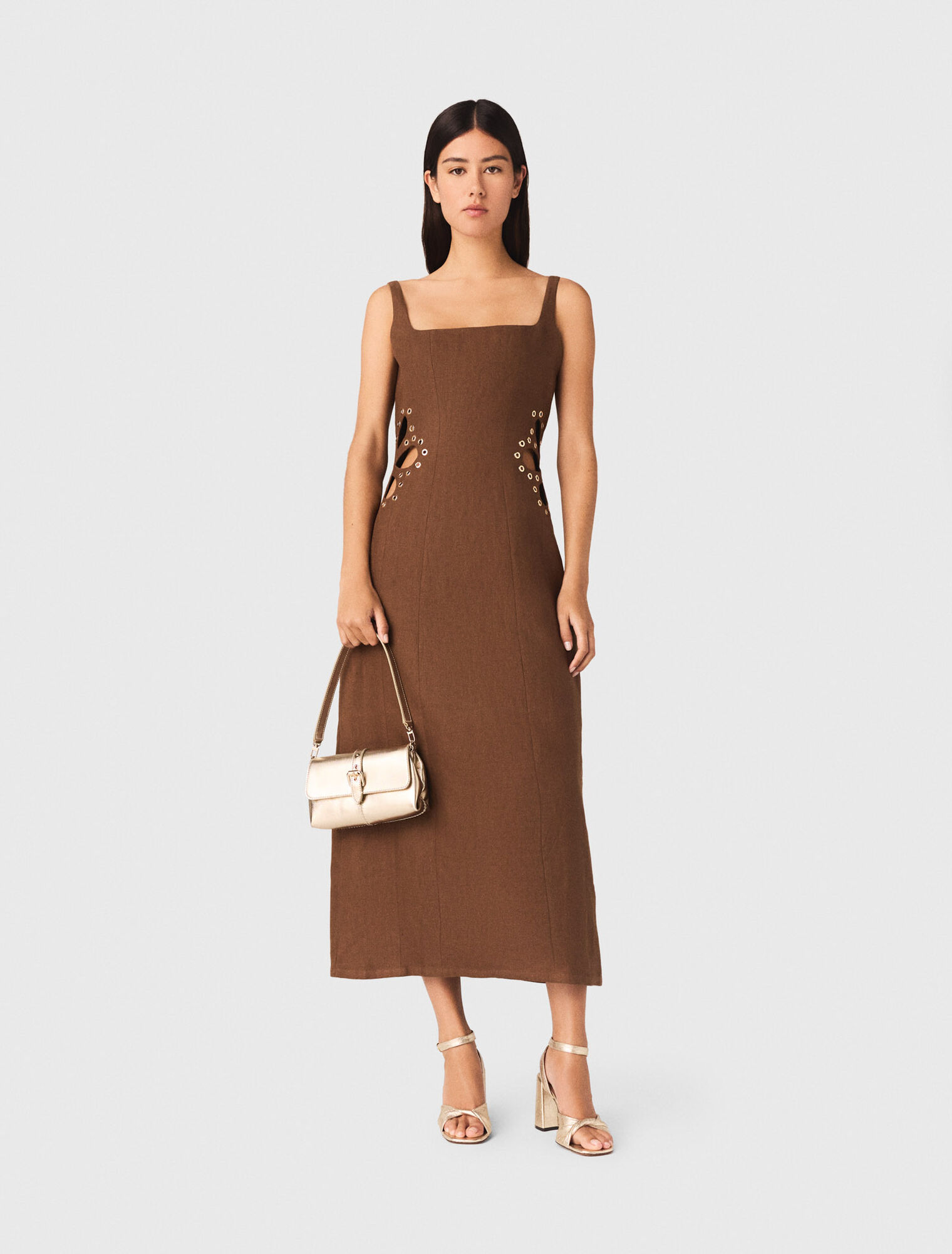 Robe longue en lin m&eacute;lang&eacute;