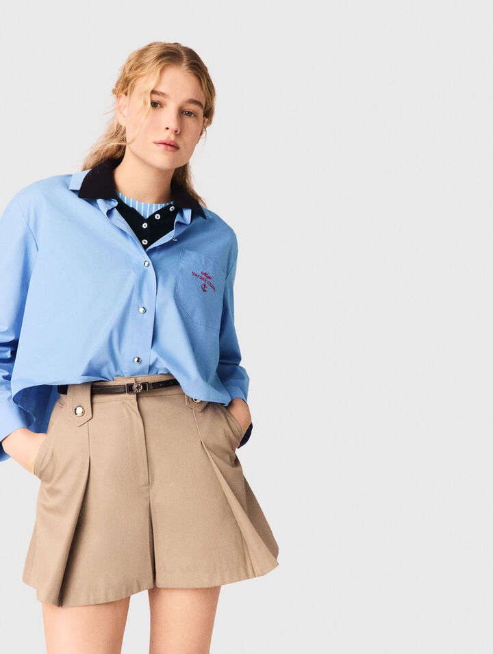 Short &agrave; plis en coton