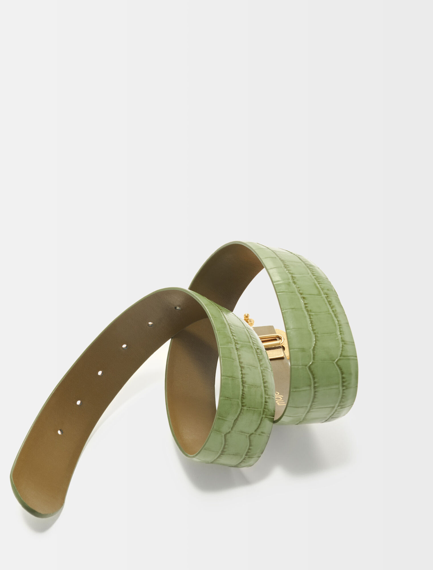 Ceinture en cuir croco et double M Maje