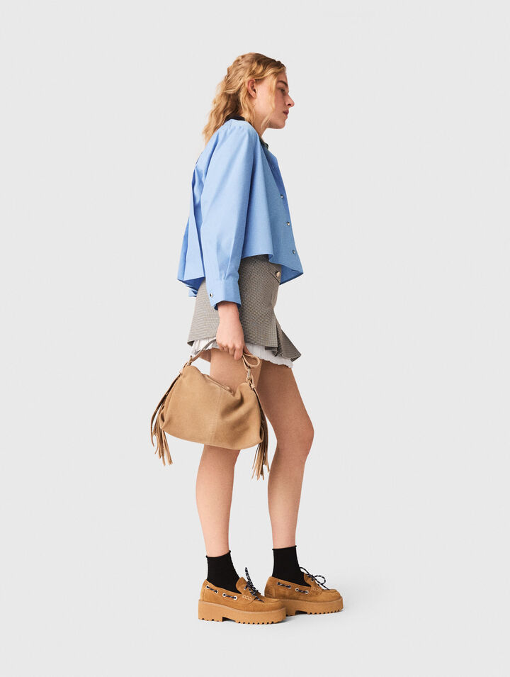 Pleated skirt with poplin details