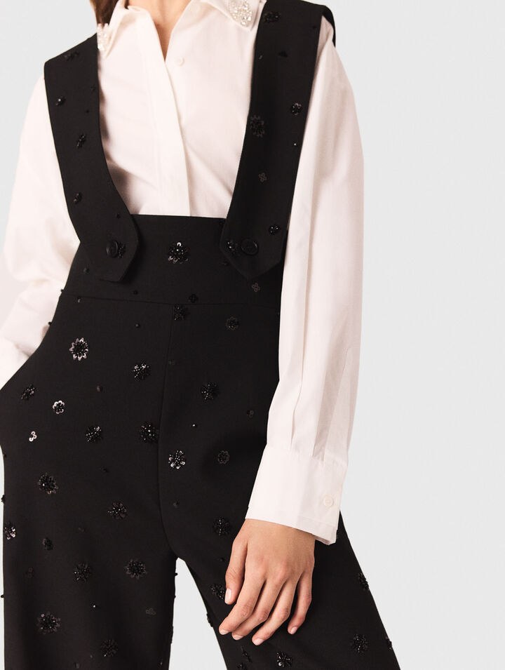 Embroidered trousers with braces