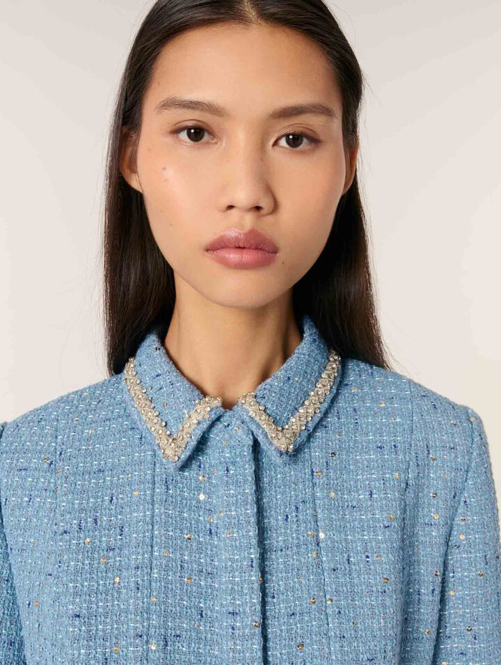 Sequin tweed mini dress