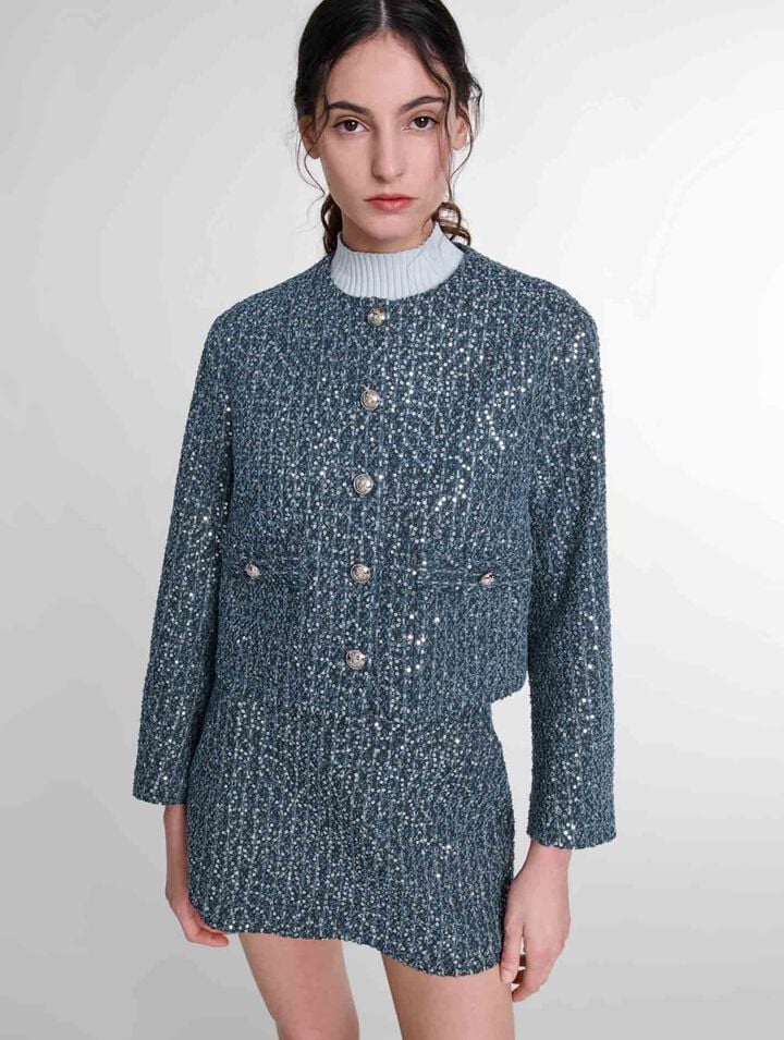 Veste en tweed ornée de sequins