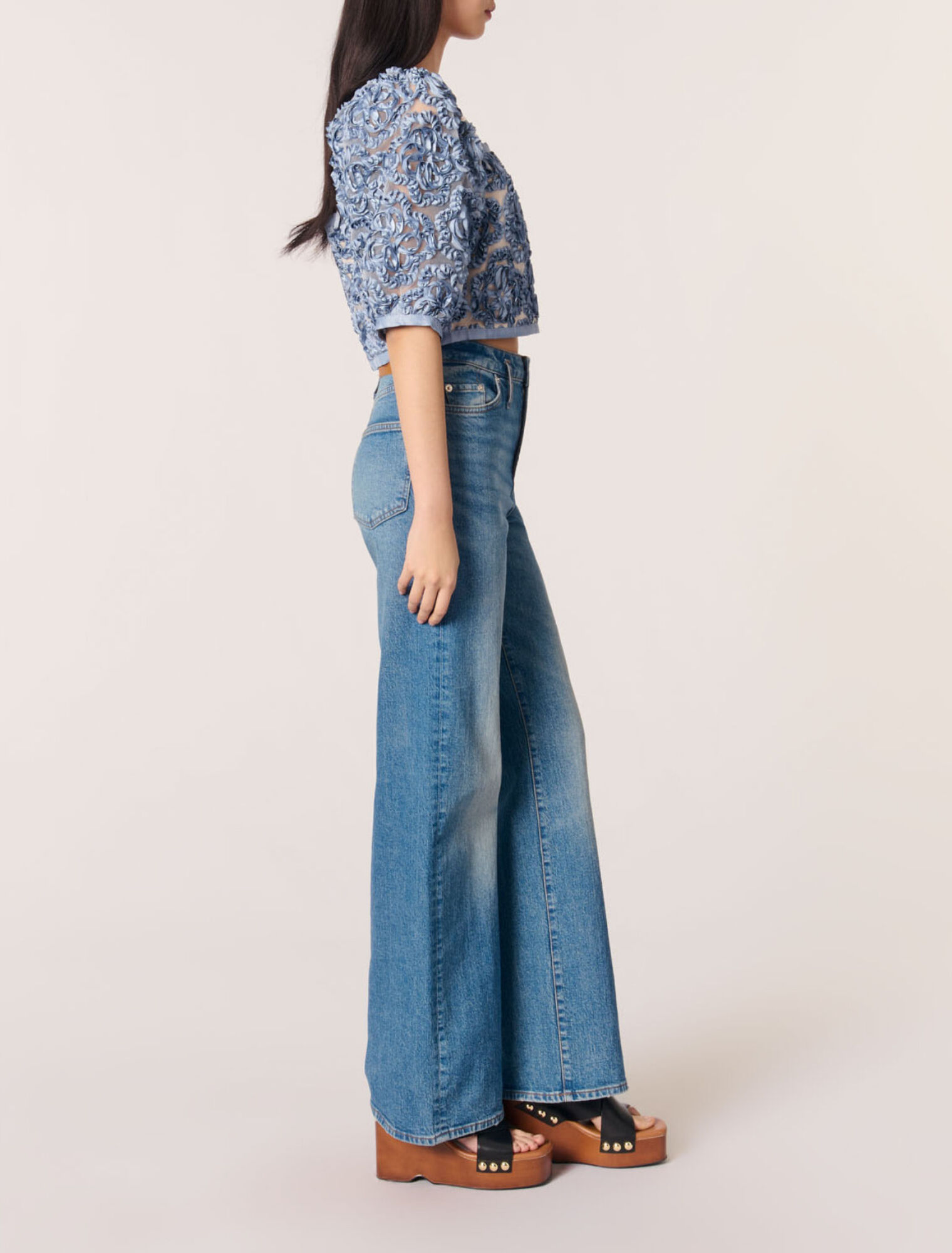 Top en organza motif floral
