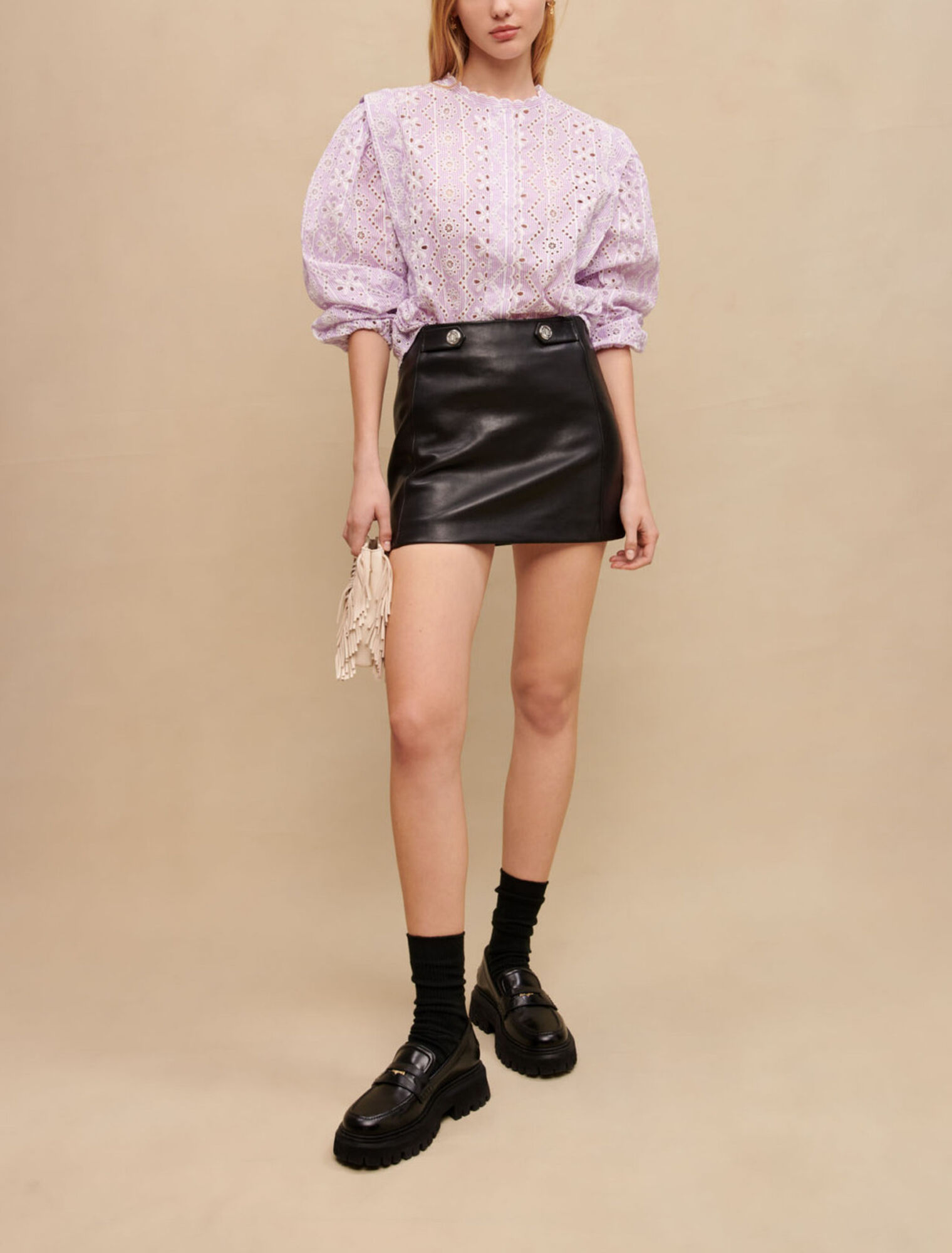 Chemise en coton brodé