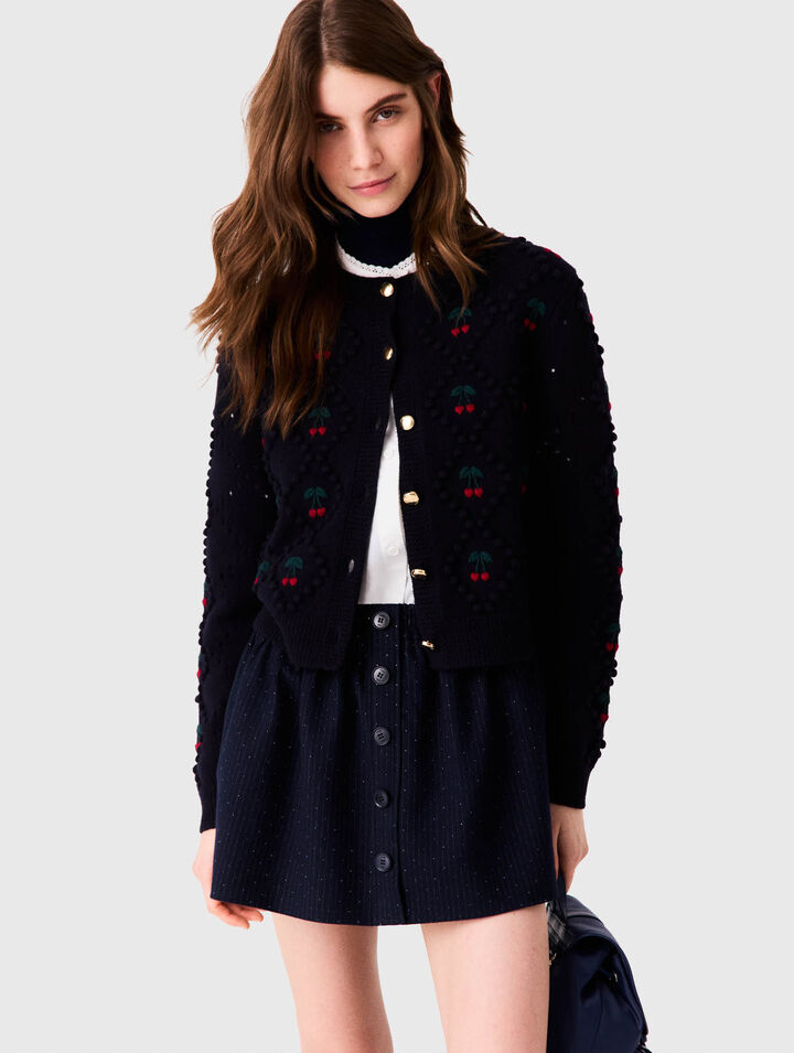 Cardigan avec cerises brod&eacute;es