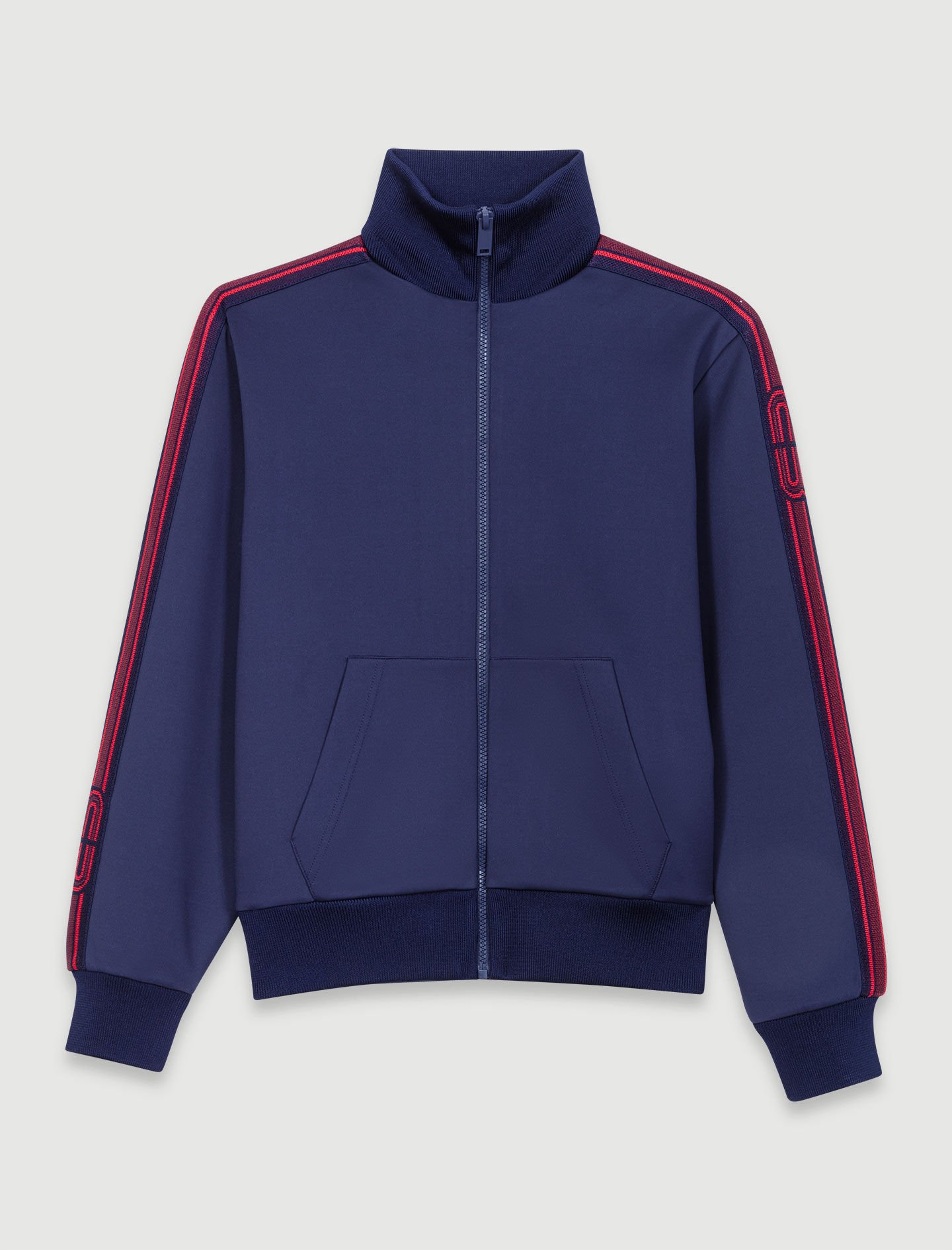 majeページ Striped zip-up sweatshirt Blue For Women | Maje