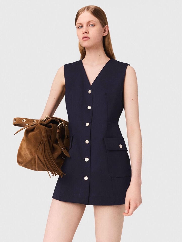 Robe trompe-l'œil en laine mélangée