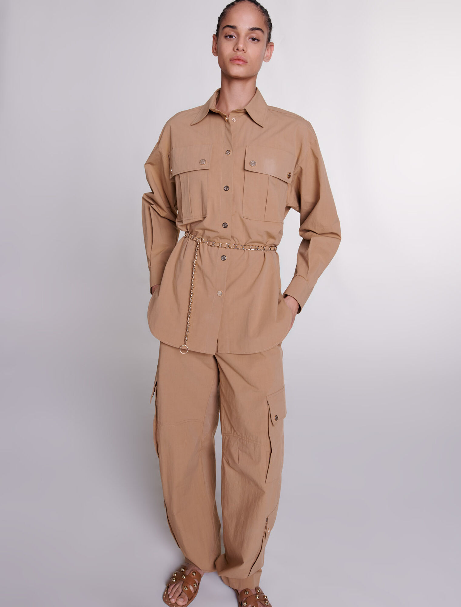 Chemise longue ceinturée