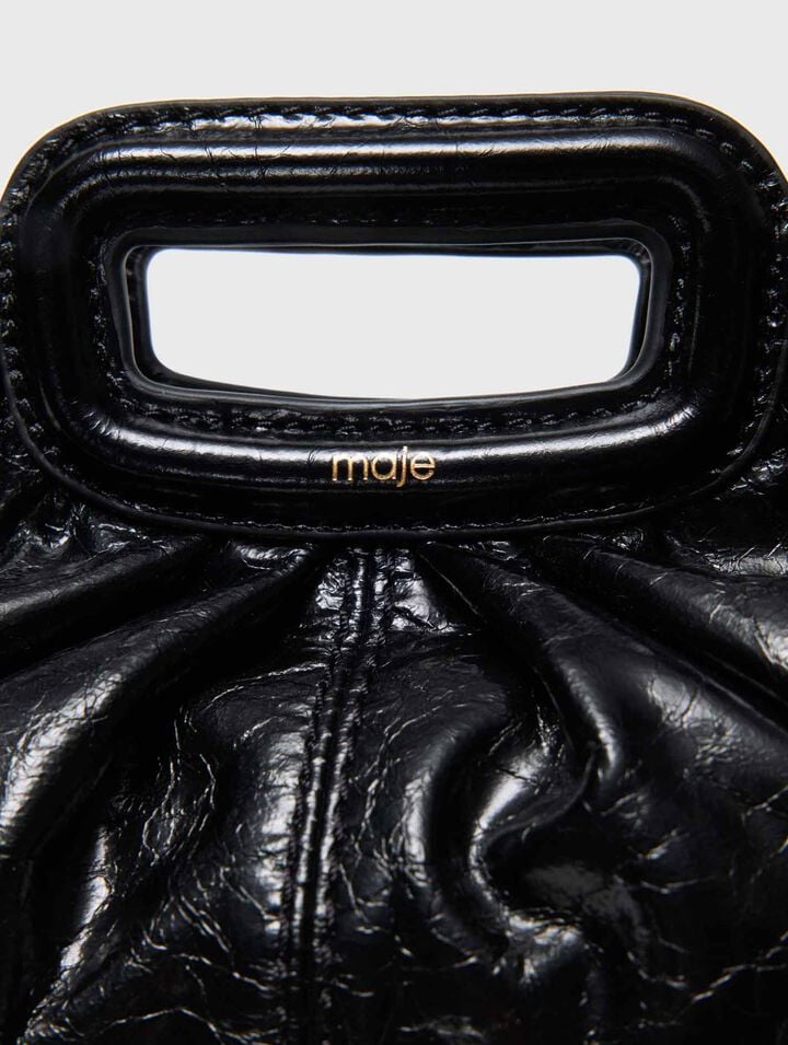 Crackled leather mini clutch