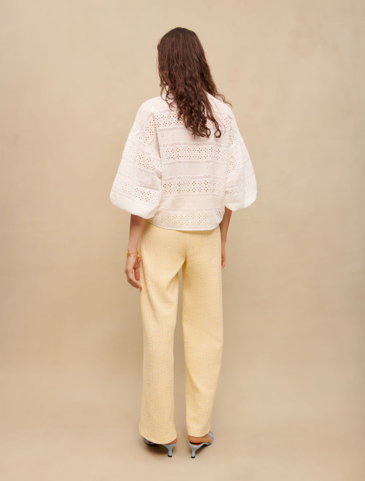 Blouse brodée en coton blanche