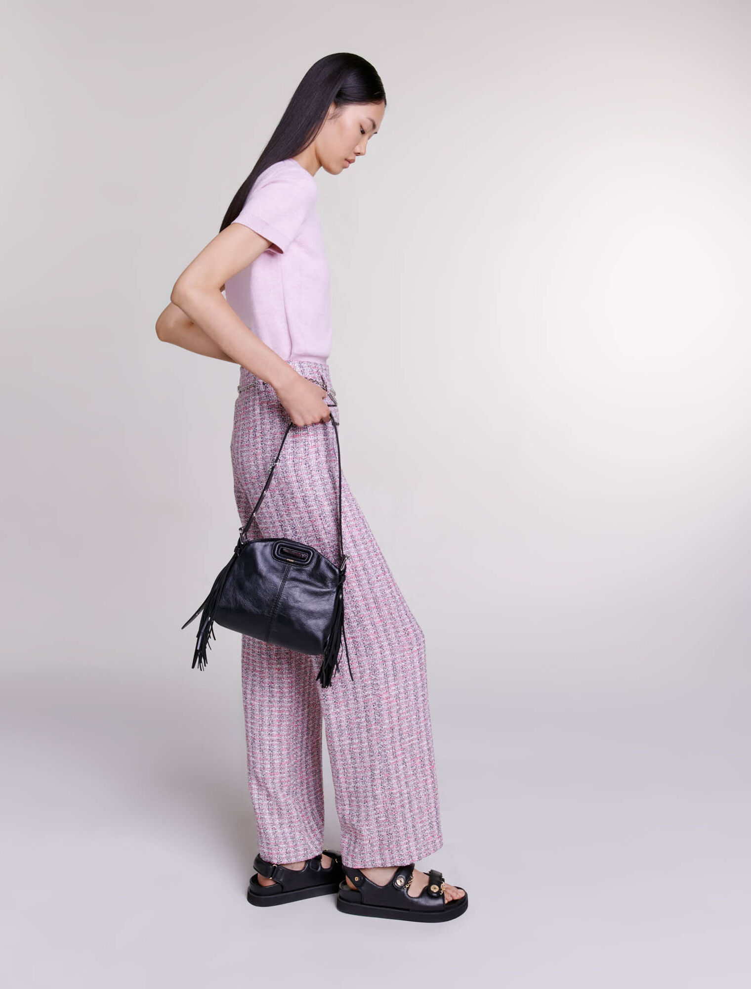 Pantalon large en tweed