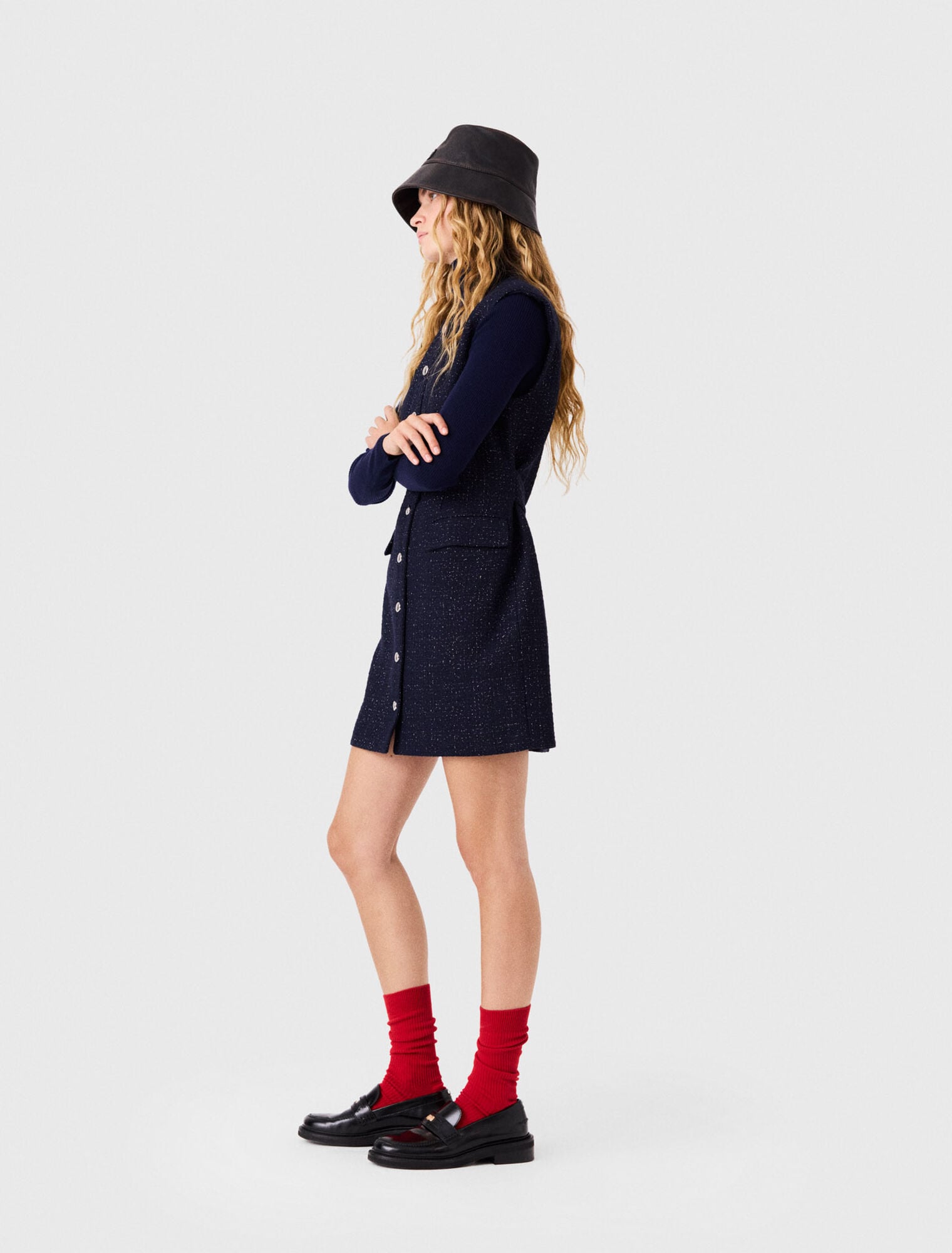 Short lurex tweed dress