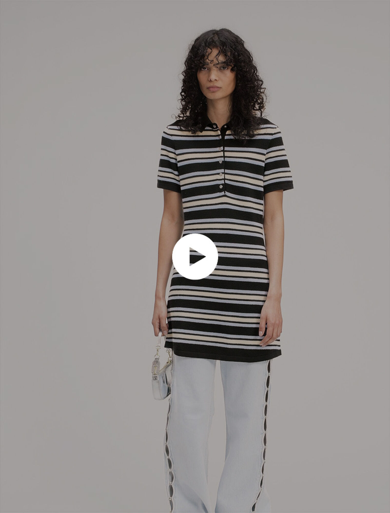 Robe polo en maille à rayures