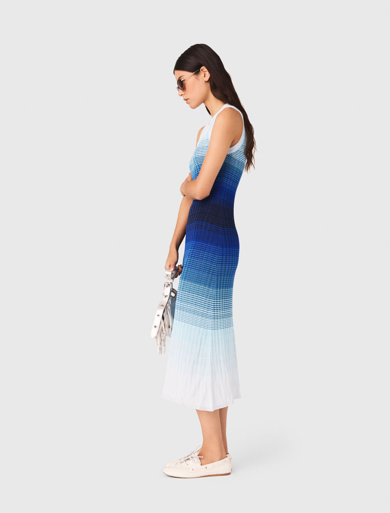 Robe longue en maille degrad&eacute;