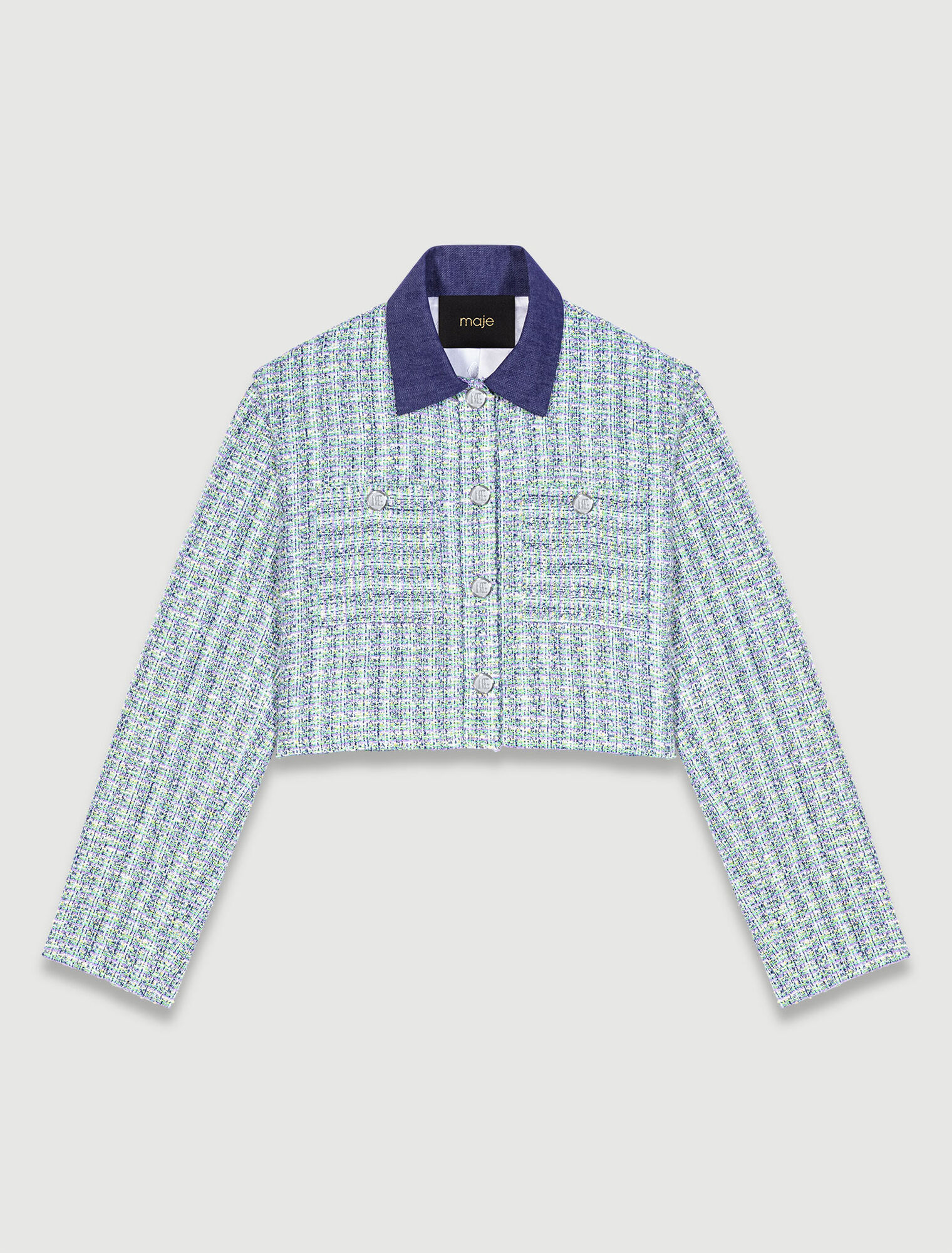 Veste courte en tweed contrasté