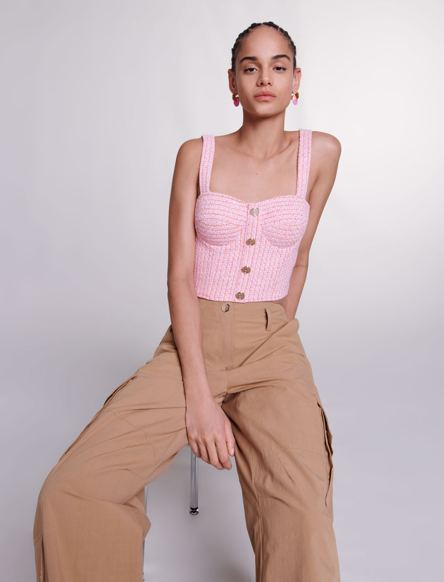 【時間指定不可】 Tweed crop top トップス