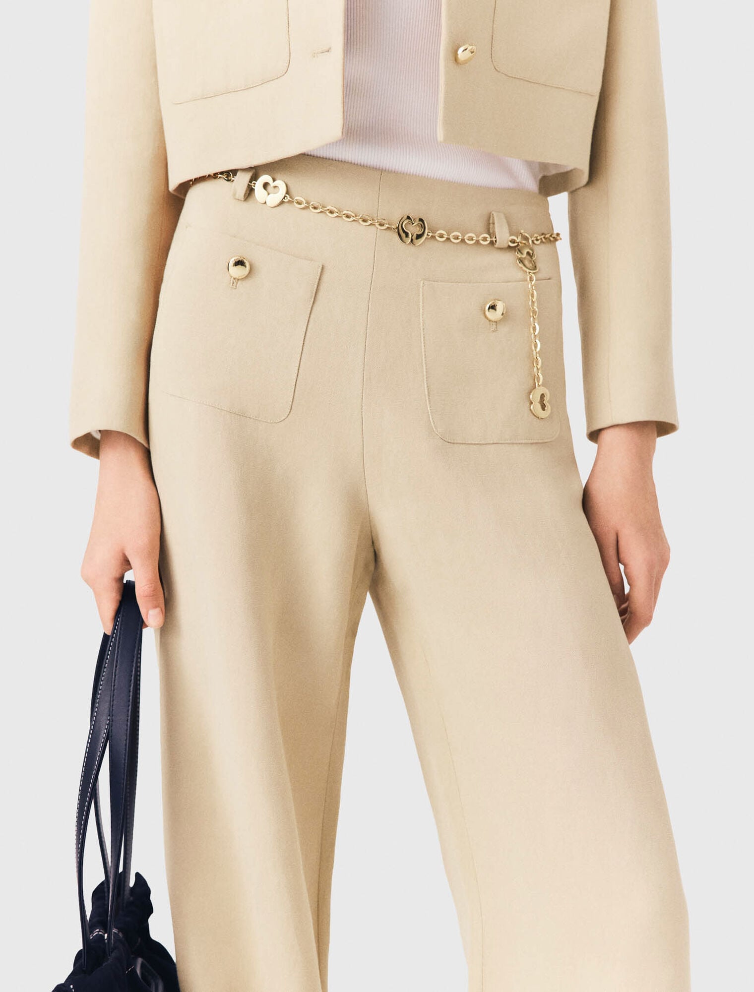 Pantalon tailleur en lin m&eacute;lang&eacute;