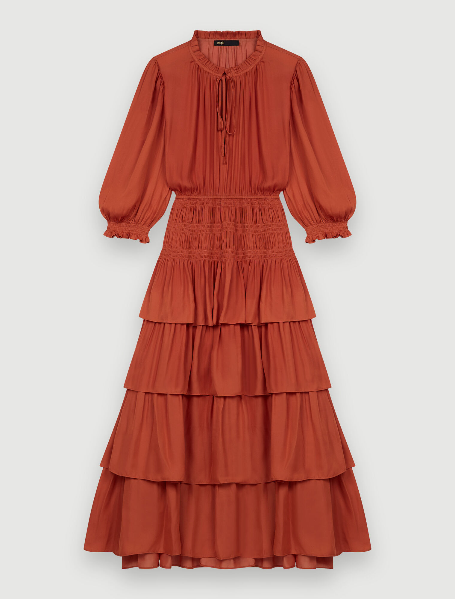Satin dress with ruffles