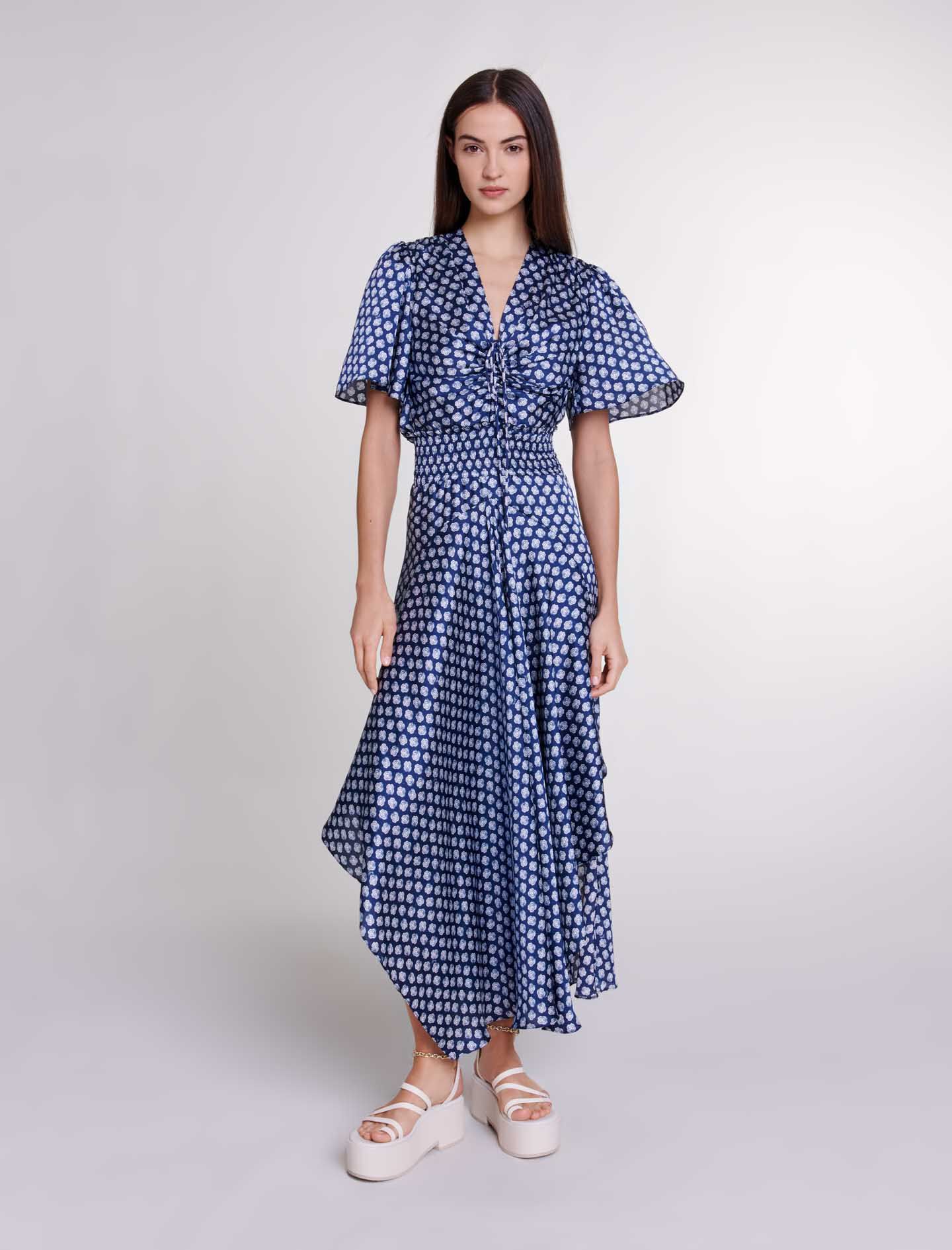 Blue patterned maxi dress online