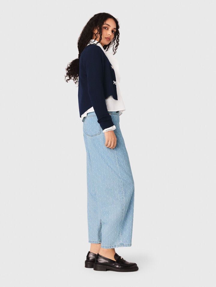 Jewelled bow-button cardigan