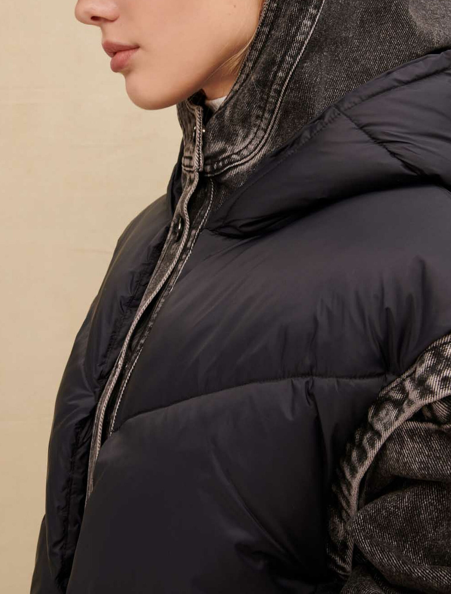 Blouson bi-matière noir