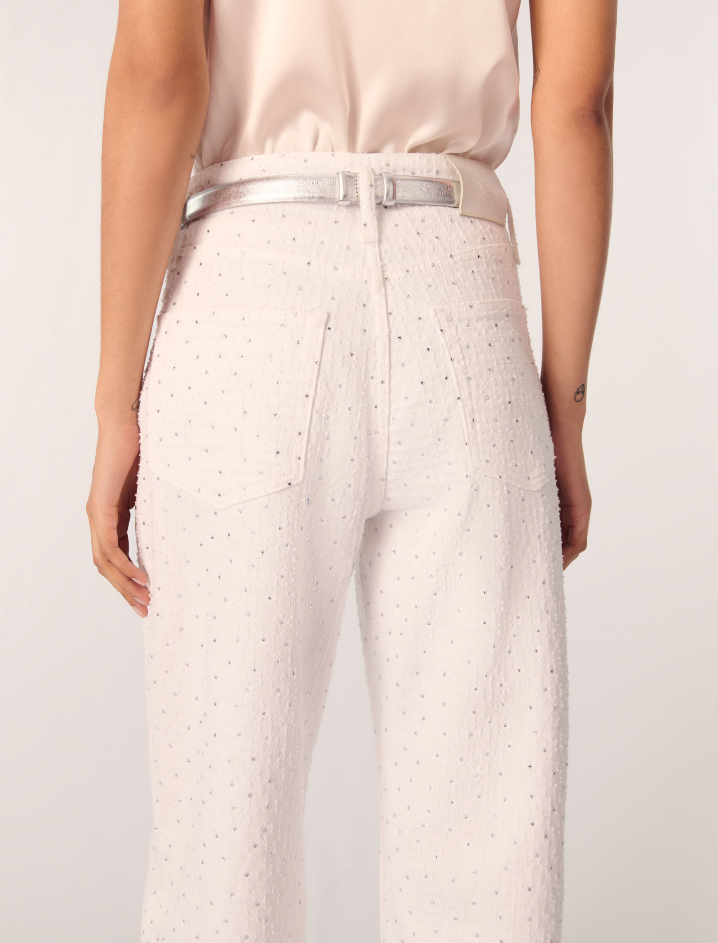 majeページ Rhinestone suit trousers Black / Gray For Women | Maje