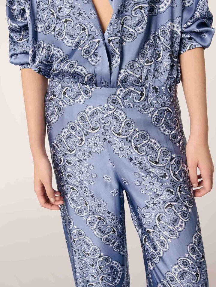Flowing patterned bandana print pants