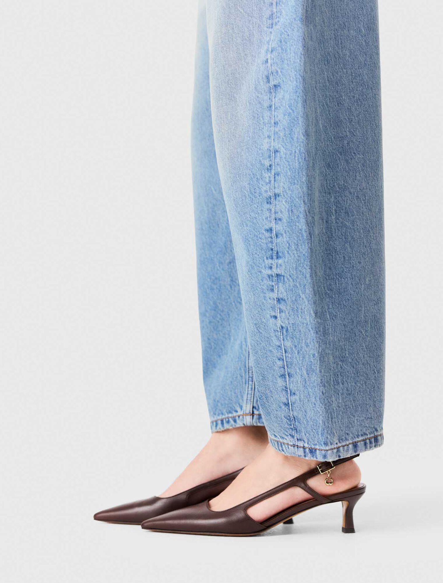 Leather slingbacks