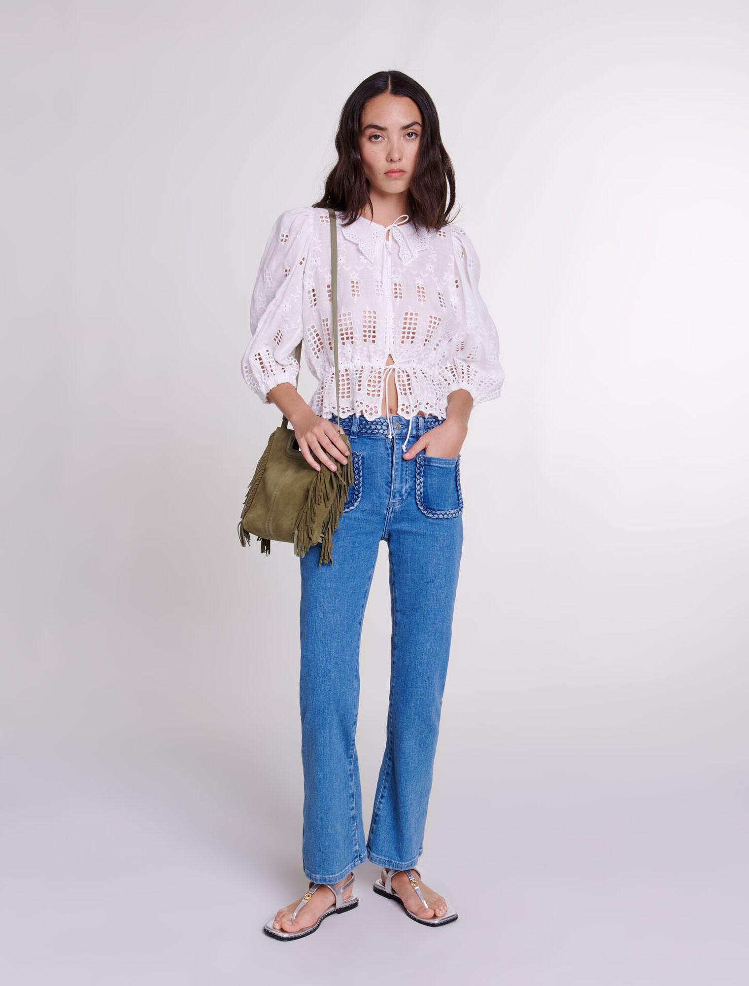 Jeans con detalles trenzados