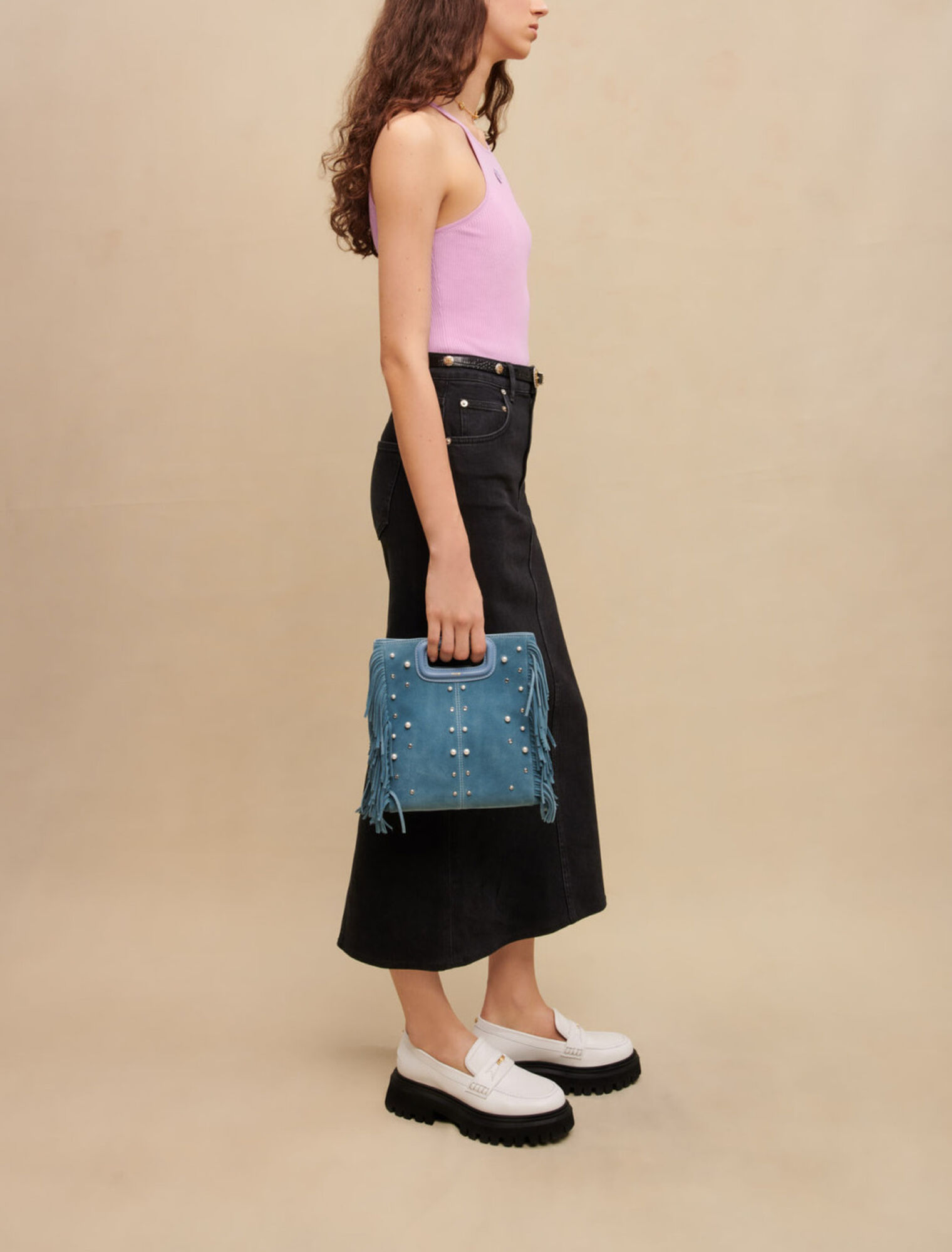 Long denim skirt