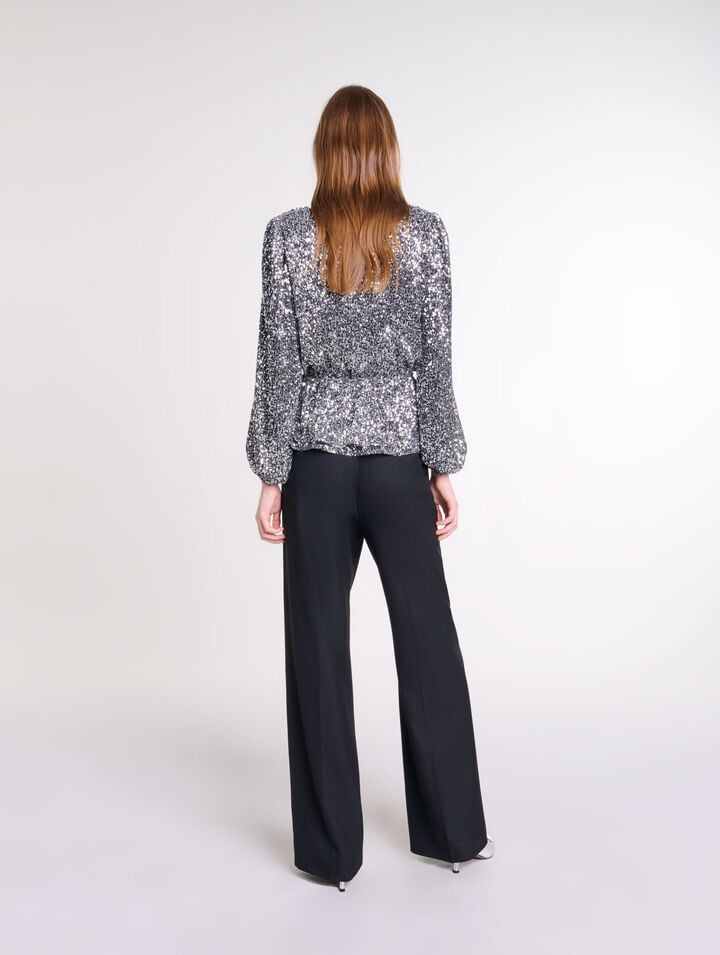 Top smocké à sequins