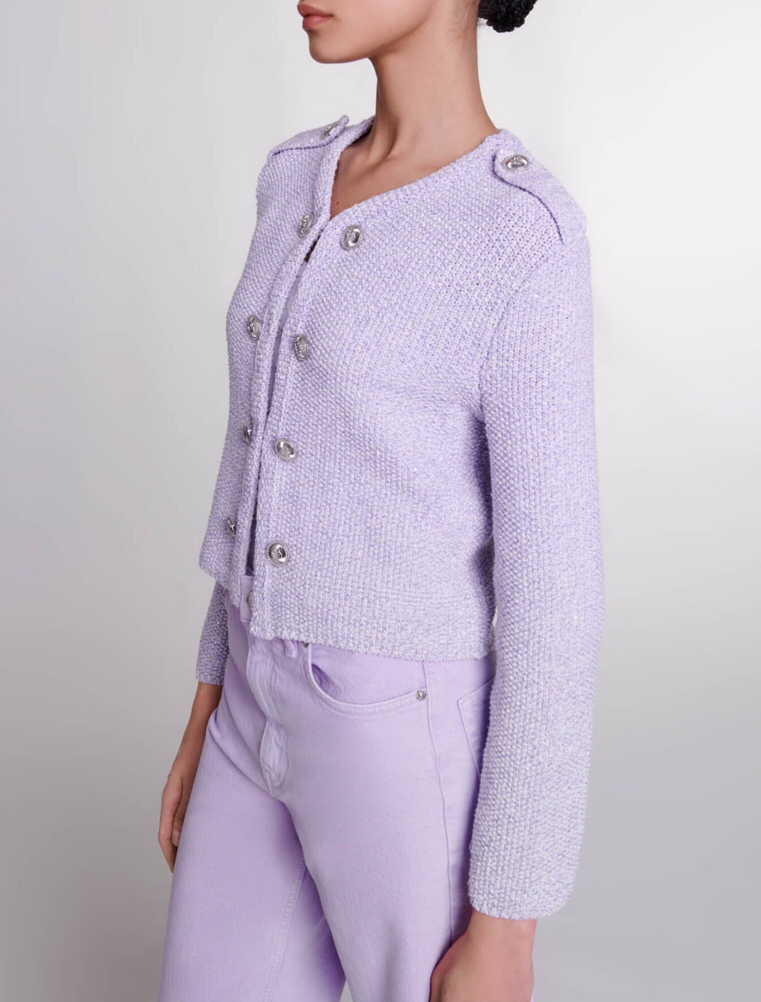 Cardigan court en maille sequins