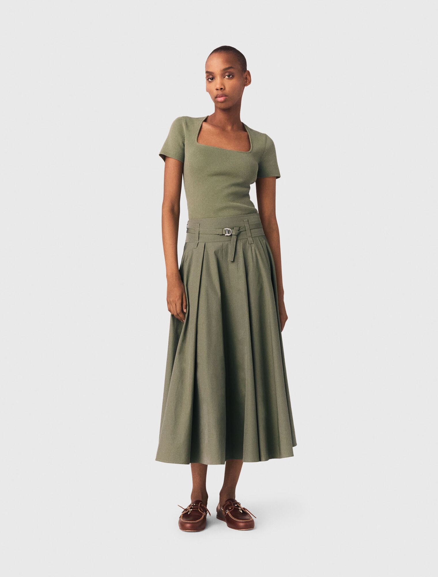 Square-neck ribbed sweater