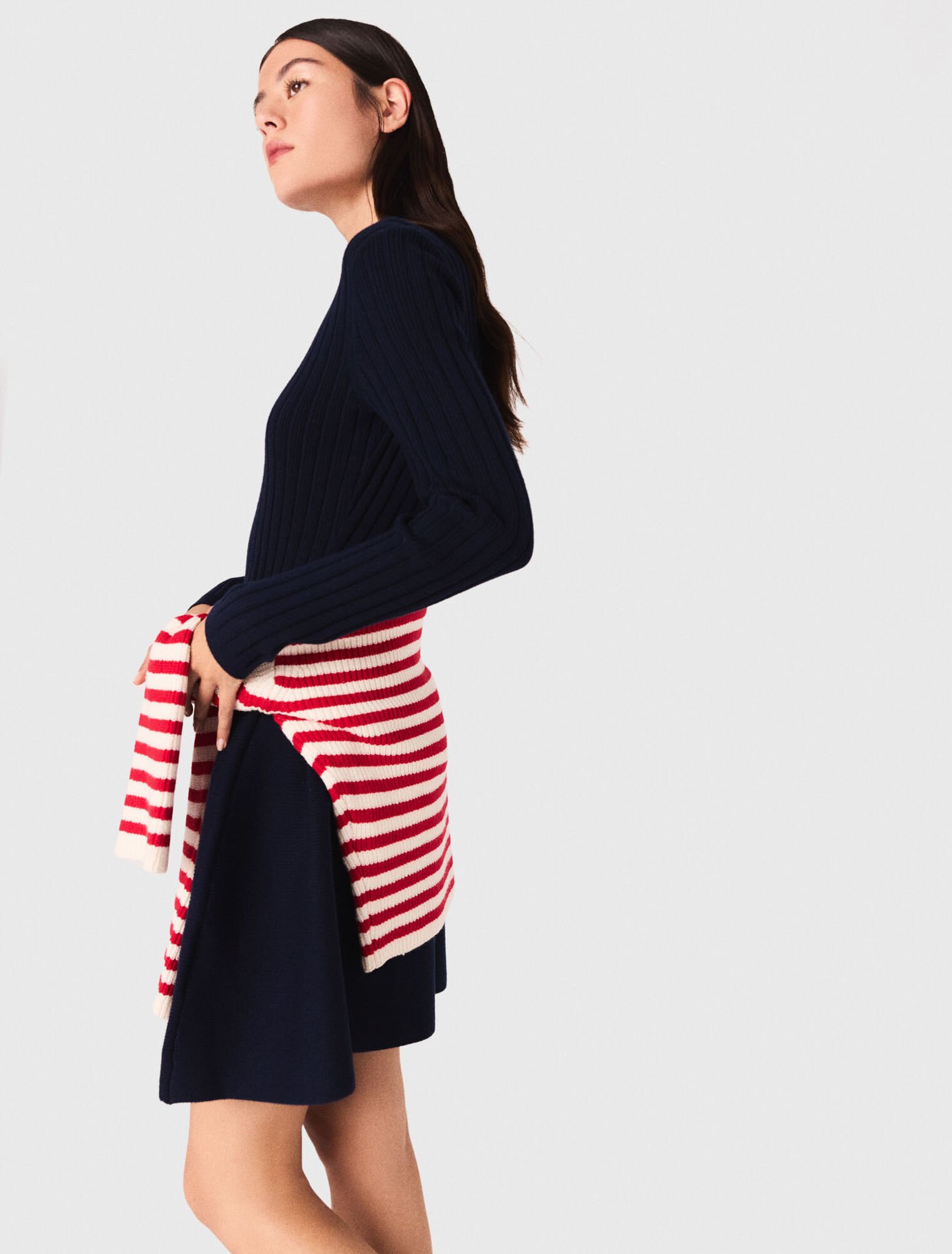 Knit dress with flared skirt