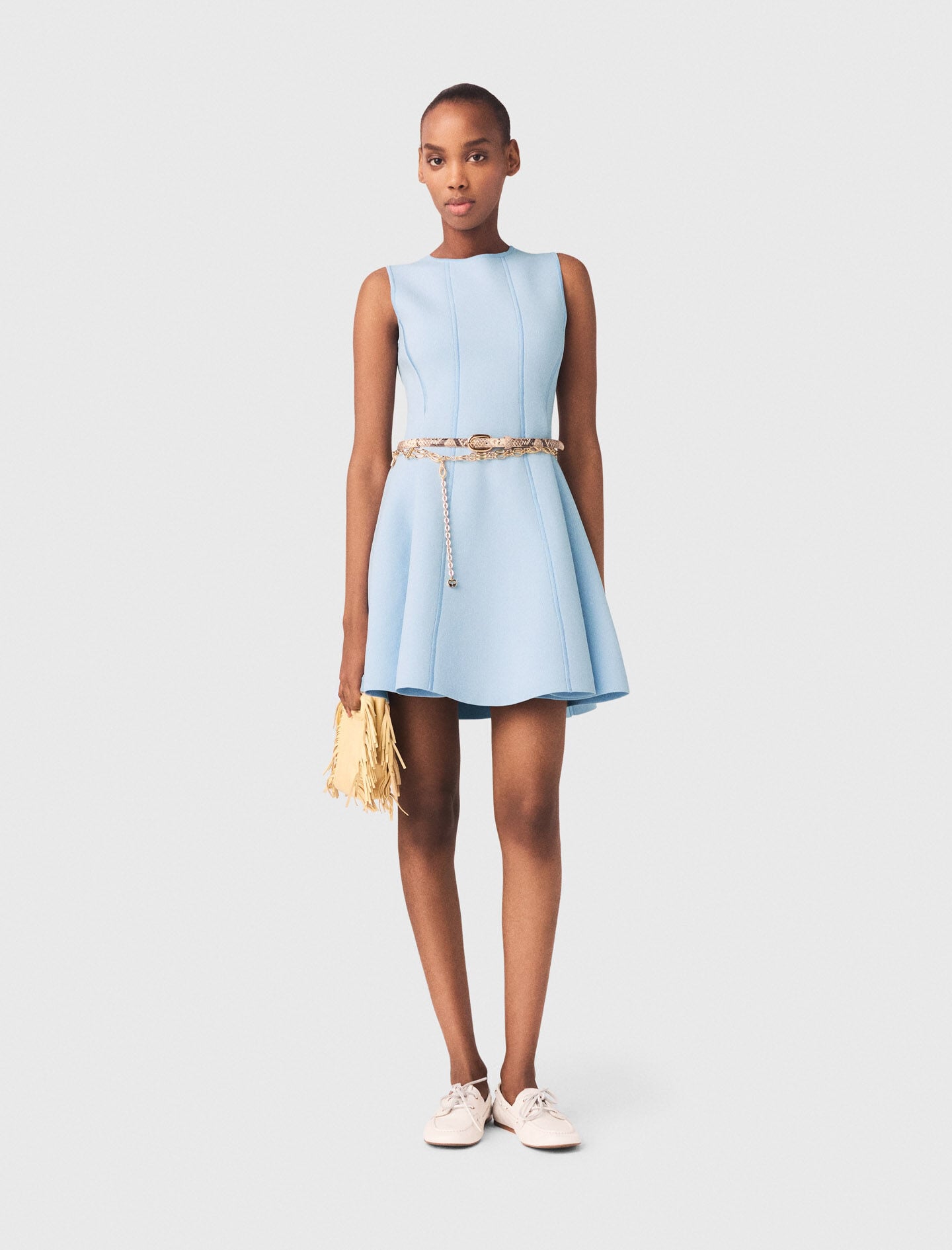 Skater dress with jewelled bows Blue For Women | Maje