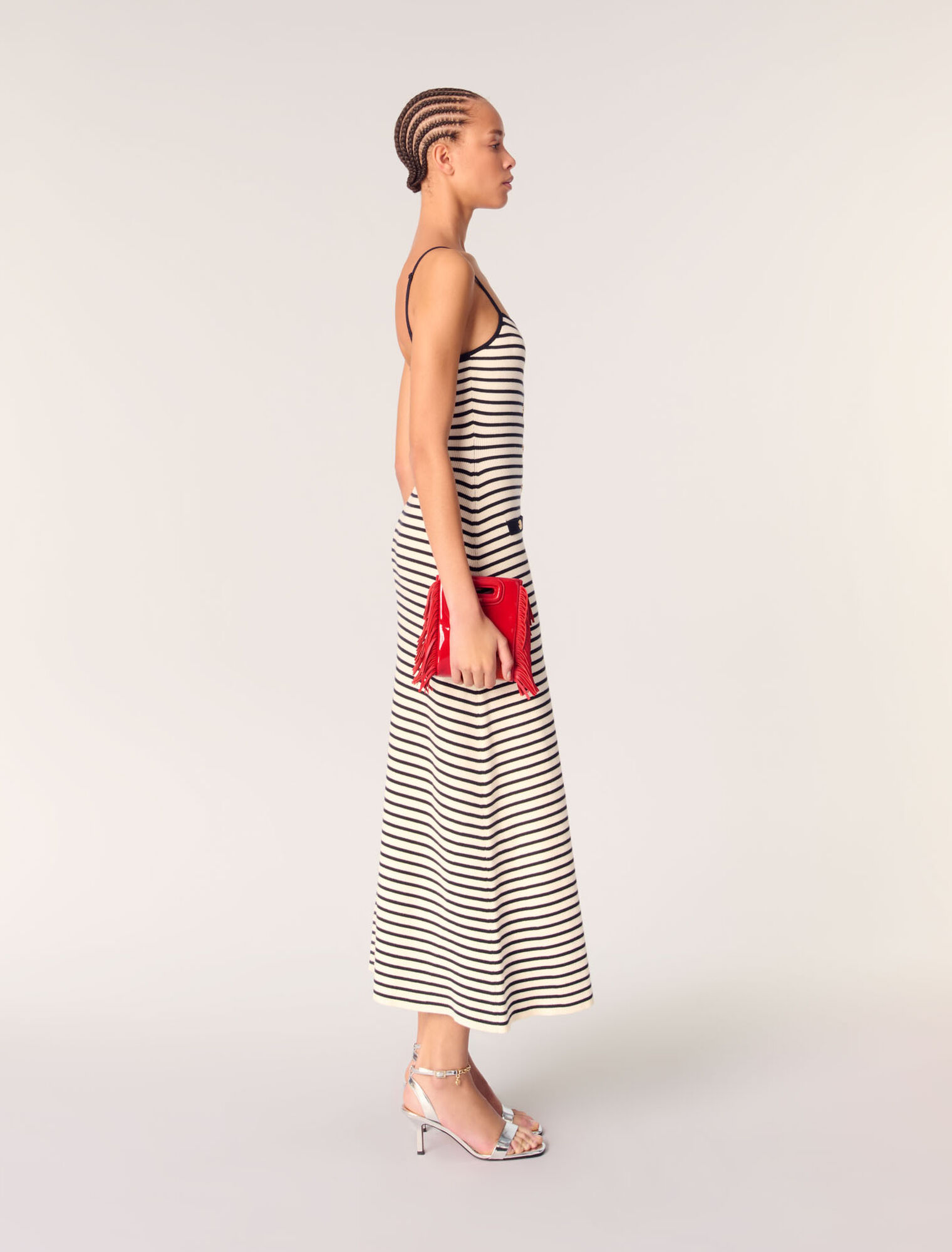 Robe longue en maille côtelée