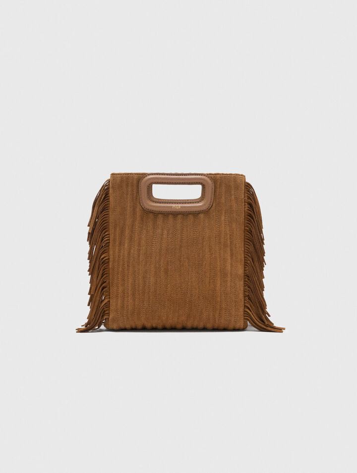 Quilted suede M bag