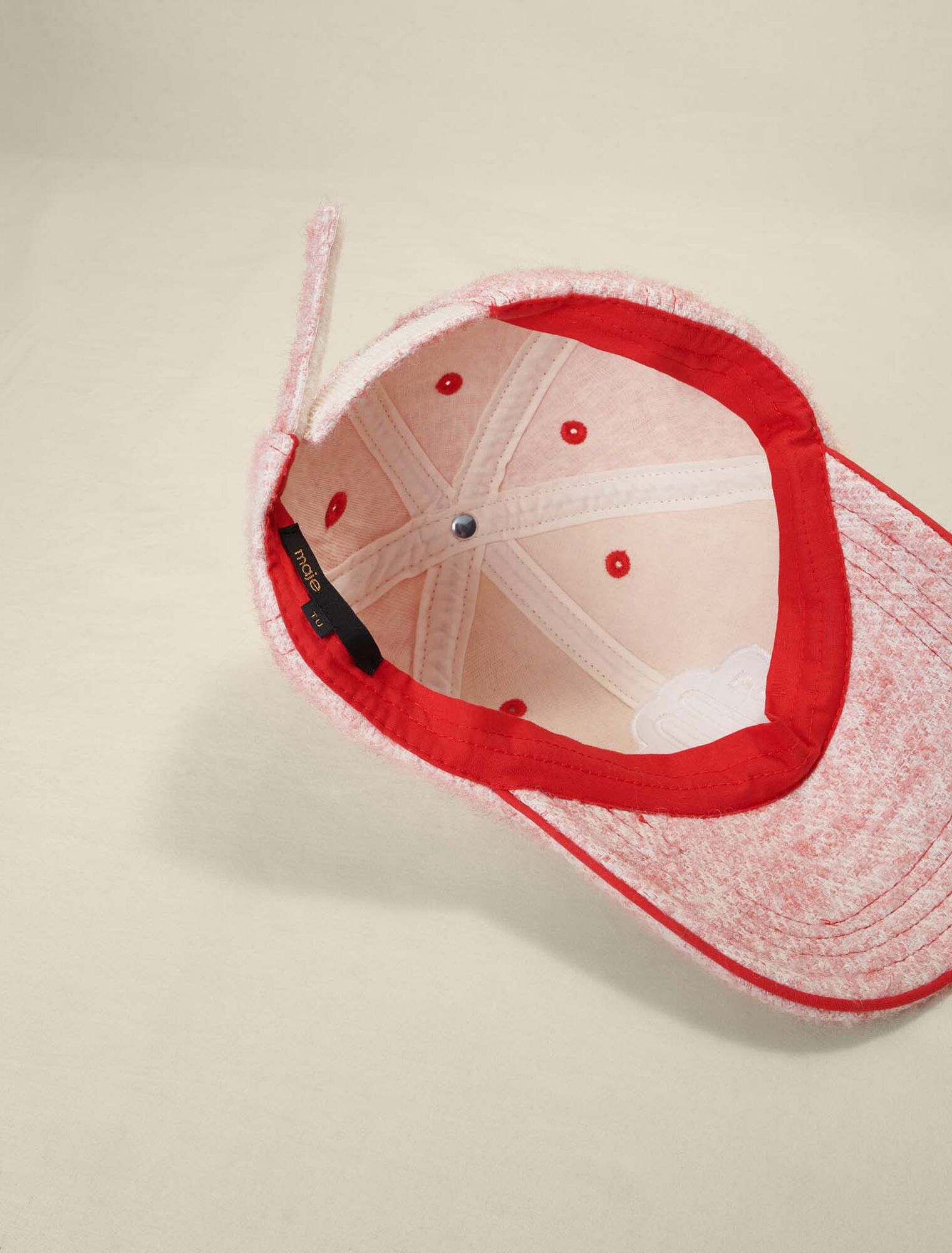 Casquette effet tweed rose