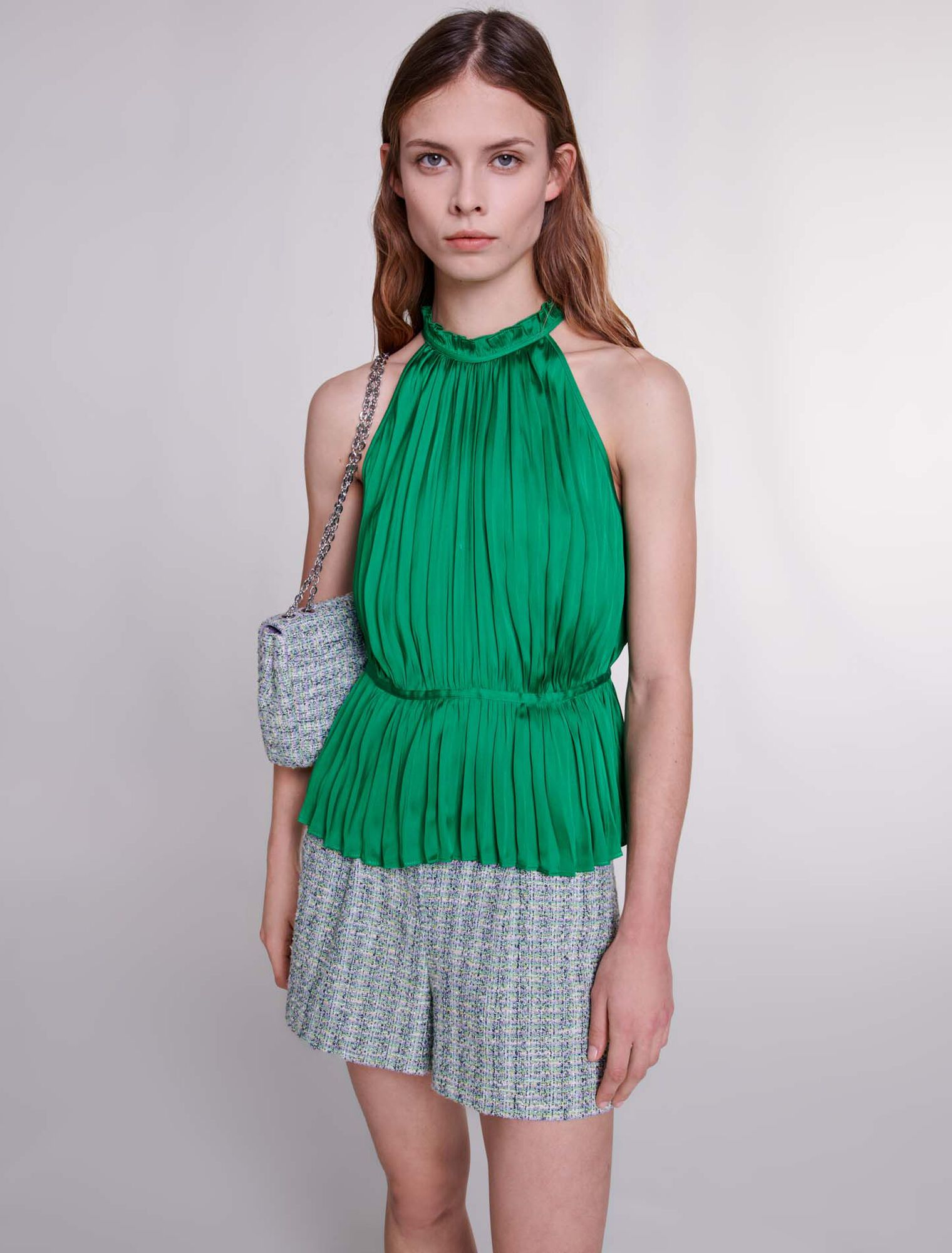 Pleated satin top