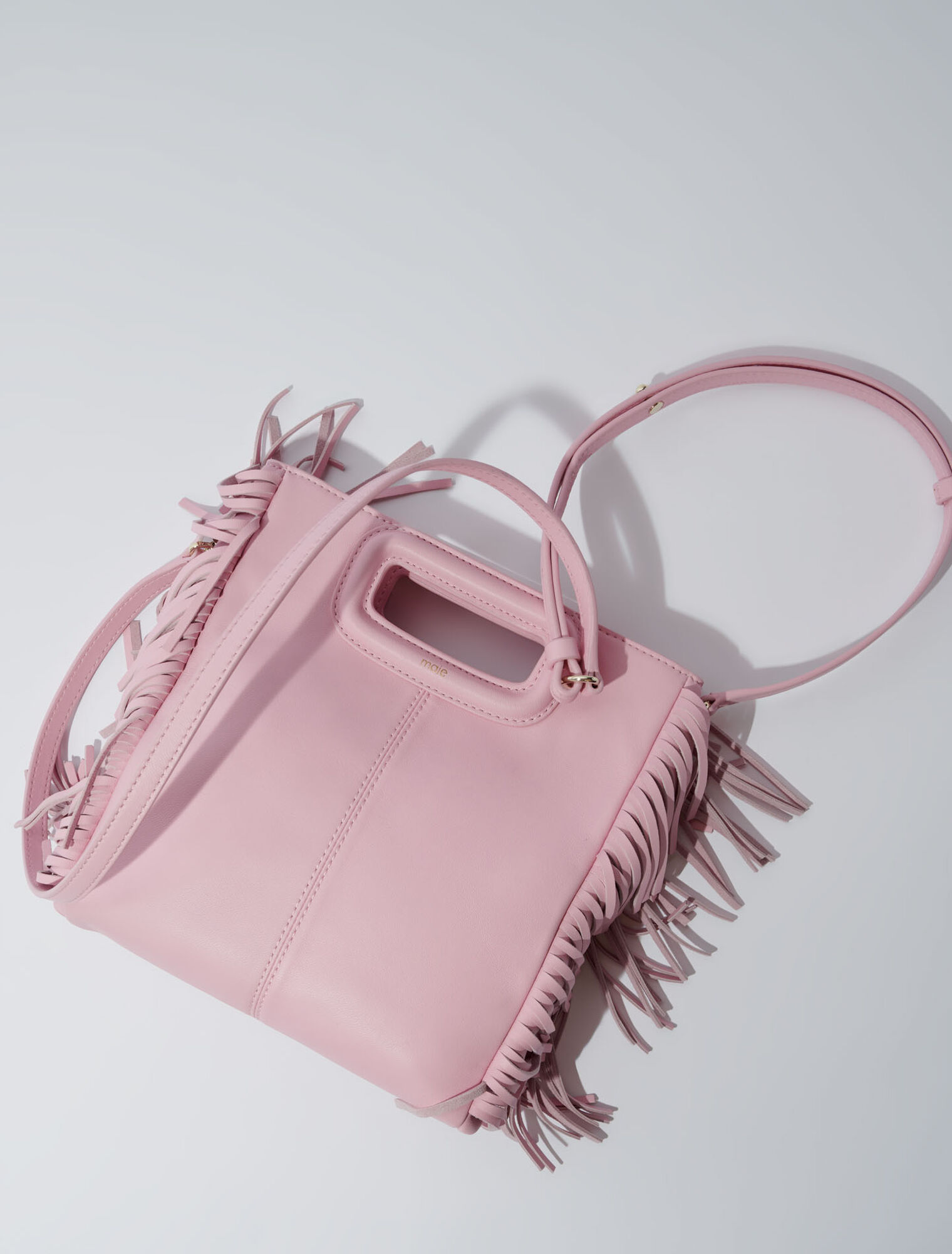Smooth leather M bag with fringing