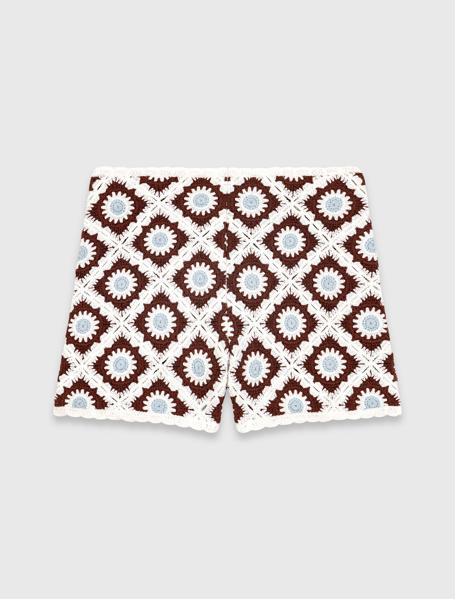 Floral-patterned crochet shorts