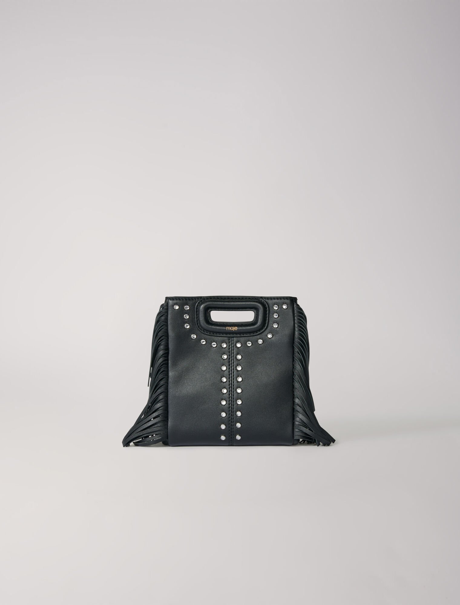 M mini leather bag with fringes