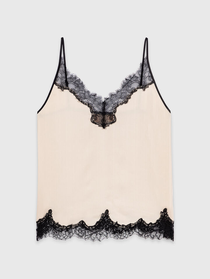 Satin top with lace details